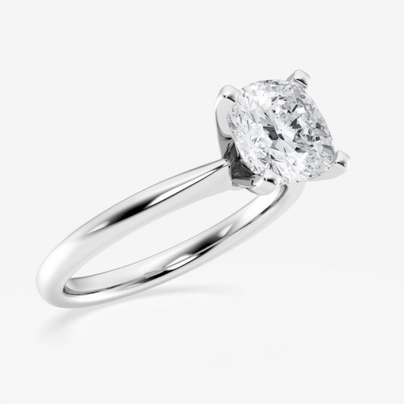 2 CTW Cushion Lab Grown Diamond Petite Solitaire Engagement Ring - Picture 2 of 6